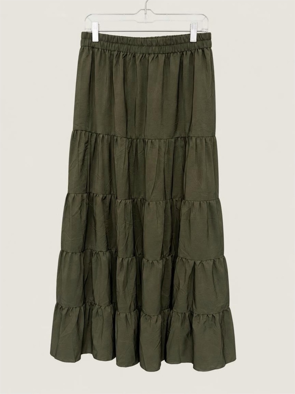 Gathered Tiered Black Maxi Skirt — XL